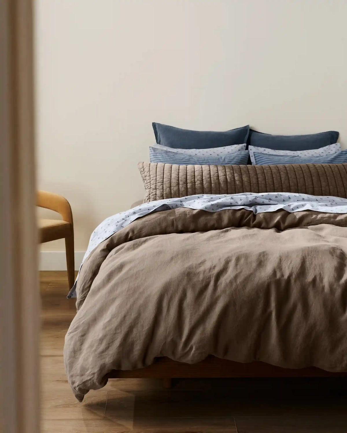 Garment Dyed Channel Body Pillow Cover - FINAL SALE (Warm Grey)