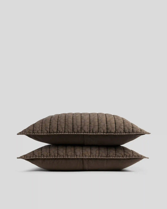 Garment Dyed Channel Sham Set - FINAL SALE (Warm Grey)