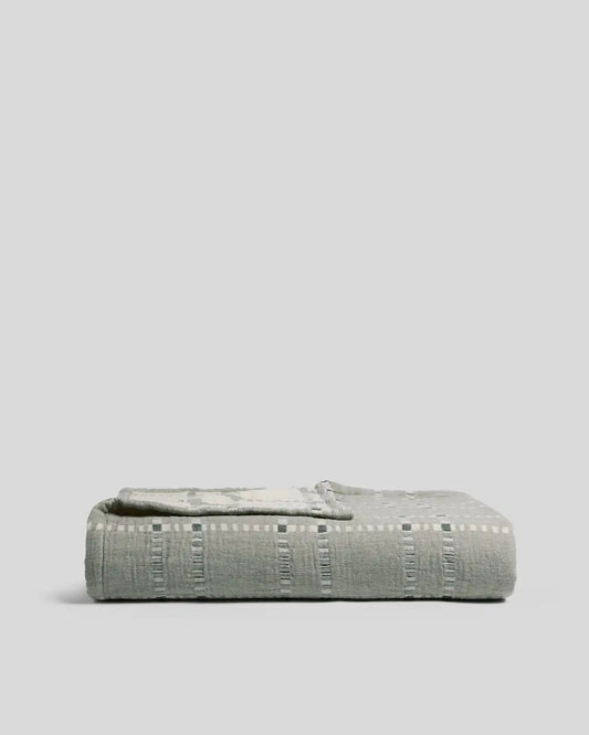 Grid Cotton Wool Coverlet - FINAL SALE (Moss)