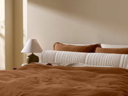 Hand Stitched Bolster Pillow Cover - FINAL SALE (Cream and Tobacco)