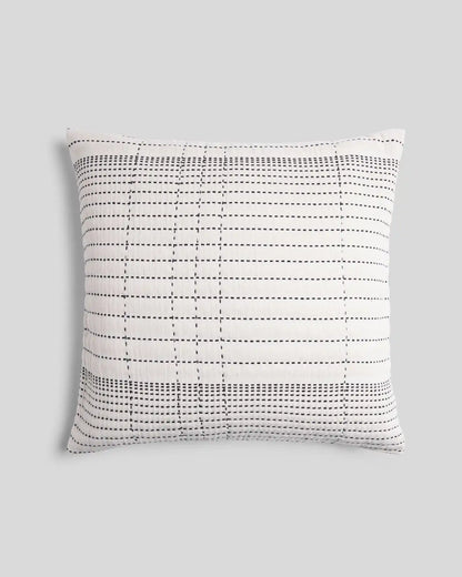 Hand Stitched Euro Pillow Cover - FINAL SALE (Ivory and Soft Black)