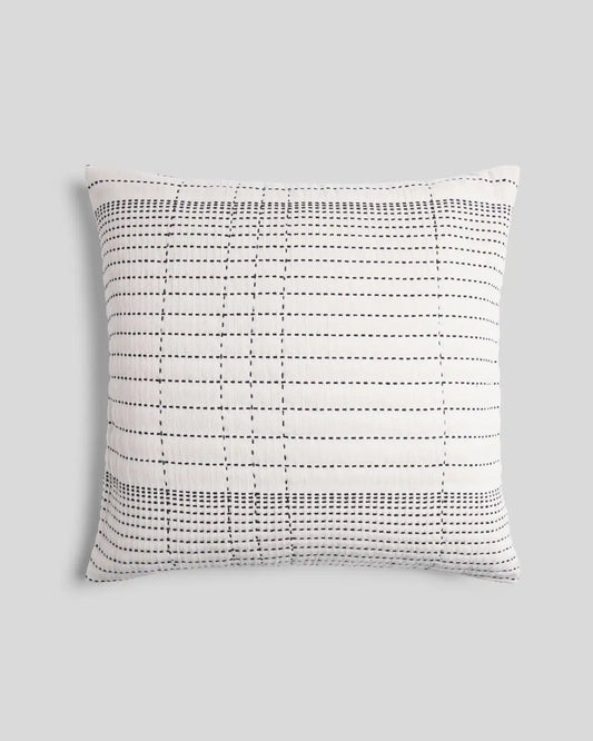 Hand Stitched Euro Pillow Cover - FINAL SALE (Ivory and Soft Black)