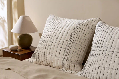 Hand Stitched Euro Pillow Cover - FINAL SALE (Ivory and Soft Black)