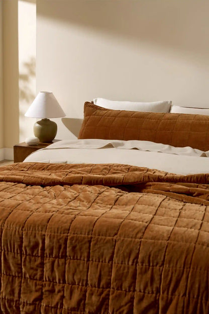 Hand Stitched Velvet Body Pillow Cover (Tobacco)