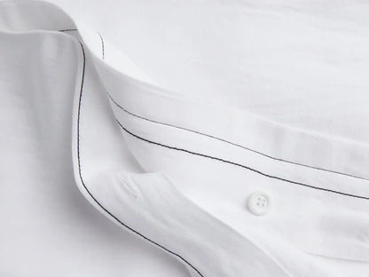Linen Tencel Duvet Cover - FINAL SALE (White with Black)