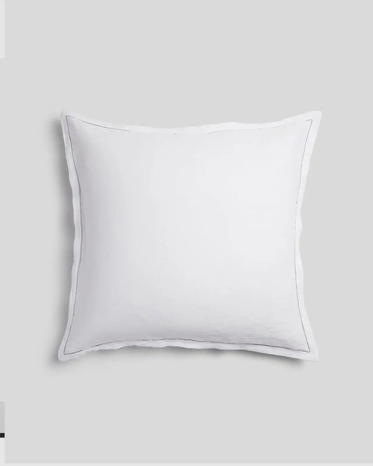 Linen Tencel Euro Sham - FINAL SALE (White with Black)