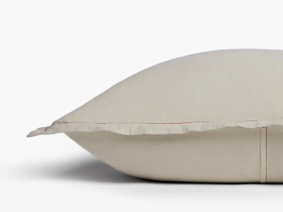 Linen Tencel Euro Sham - FINAL SALE (Bone with Canyon)