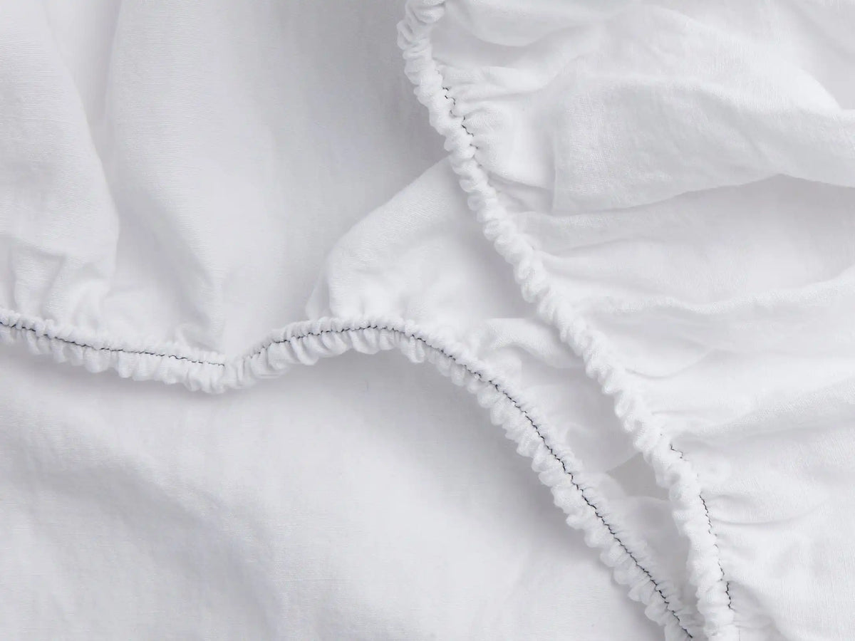 Linen Tencel Fitted Sheet - FINAL SALE (White with Black)