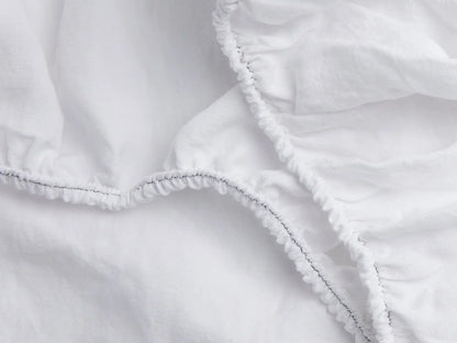 Linen Tencel Fitted Sheet - FINAL SALE (White with Black)
