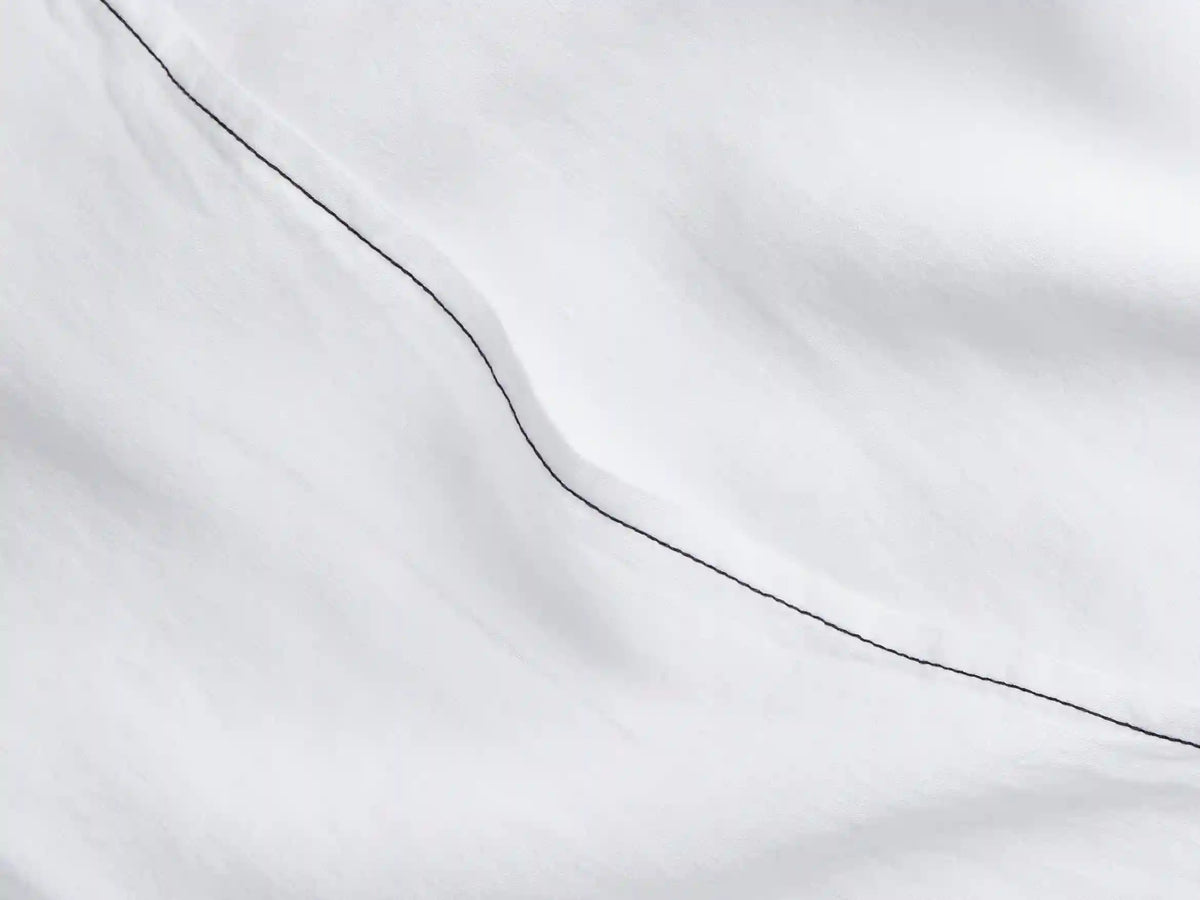 Linen Tencel Pillowcase Set - FINAL SALE (White with Black)