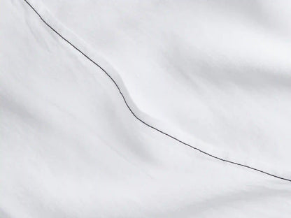 Linen Tencel Pillowcase Set - FINAL SALE (White with Black)