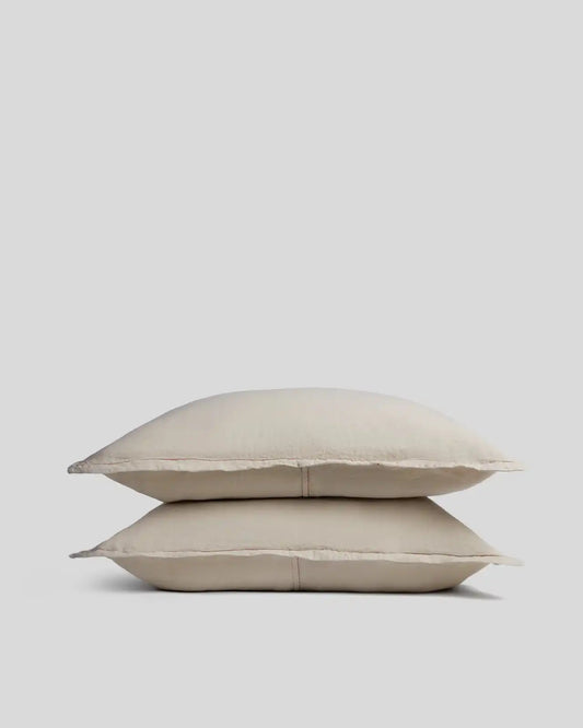 Linen Tencel Sham Set - FINAL SALE (Bone with Canyon)