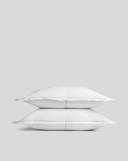 Linen Tencel Sham Set - FINAL SALE (White with Black)