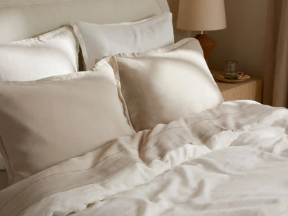 Linen Tencel Top Sheet - FINAL SALE (Bone with Canyon)