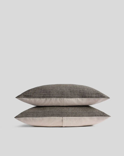 Honeycomb Sham Set - FINAL SALE (Soft Black and Natural)