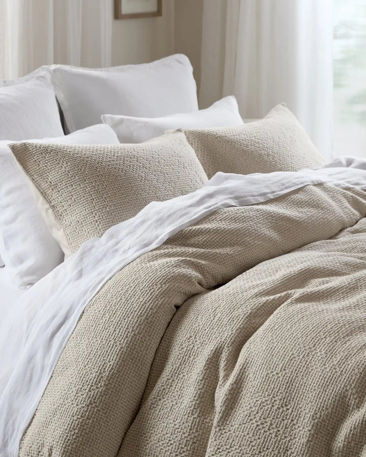 Lattice Cotton Duvet Cover (Bone)