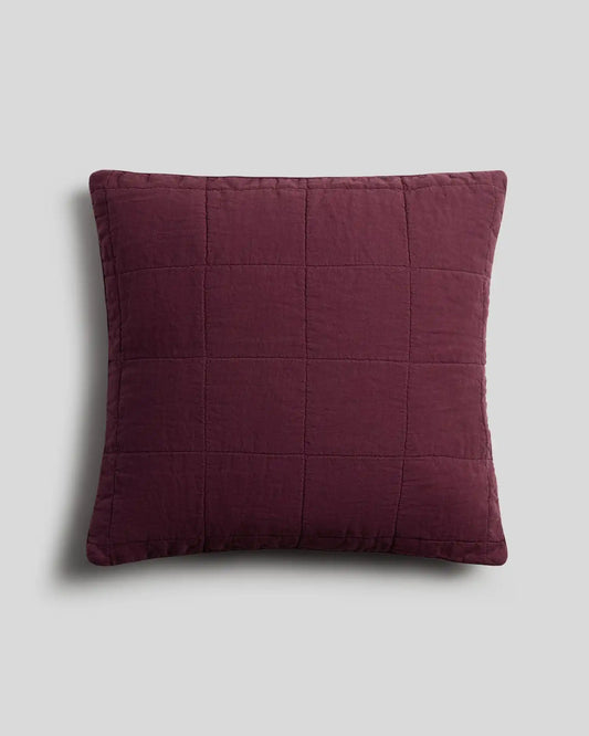 Linen Box Quilted Euro Sham (Garnet)