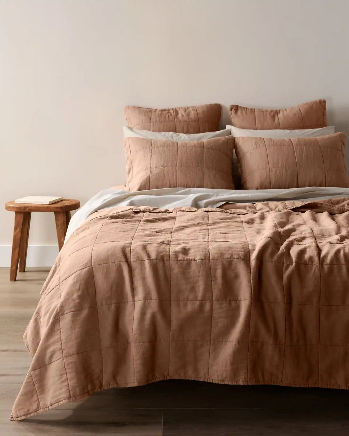 Linen Box Quilted Sham Set (Adobe)