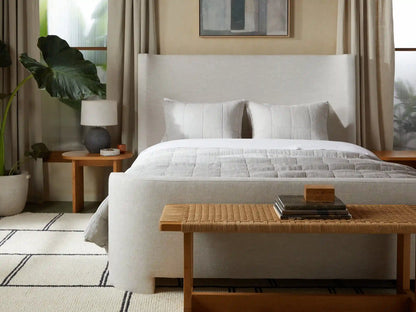 Linen Box Quilted Sham Set - FINAL SALE (Fog)