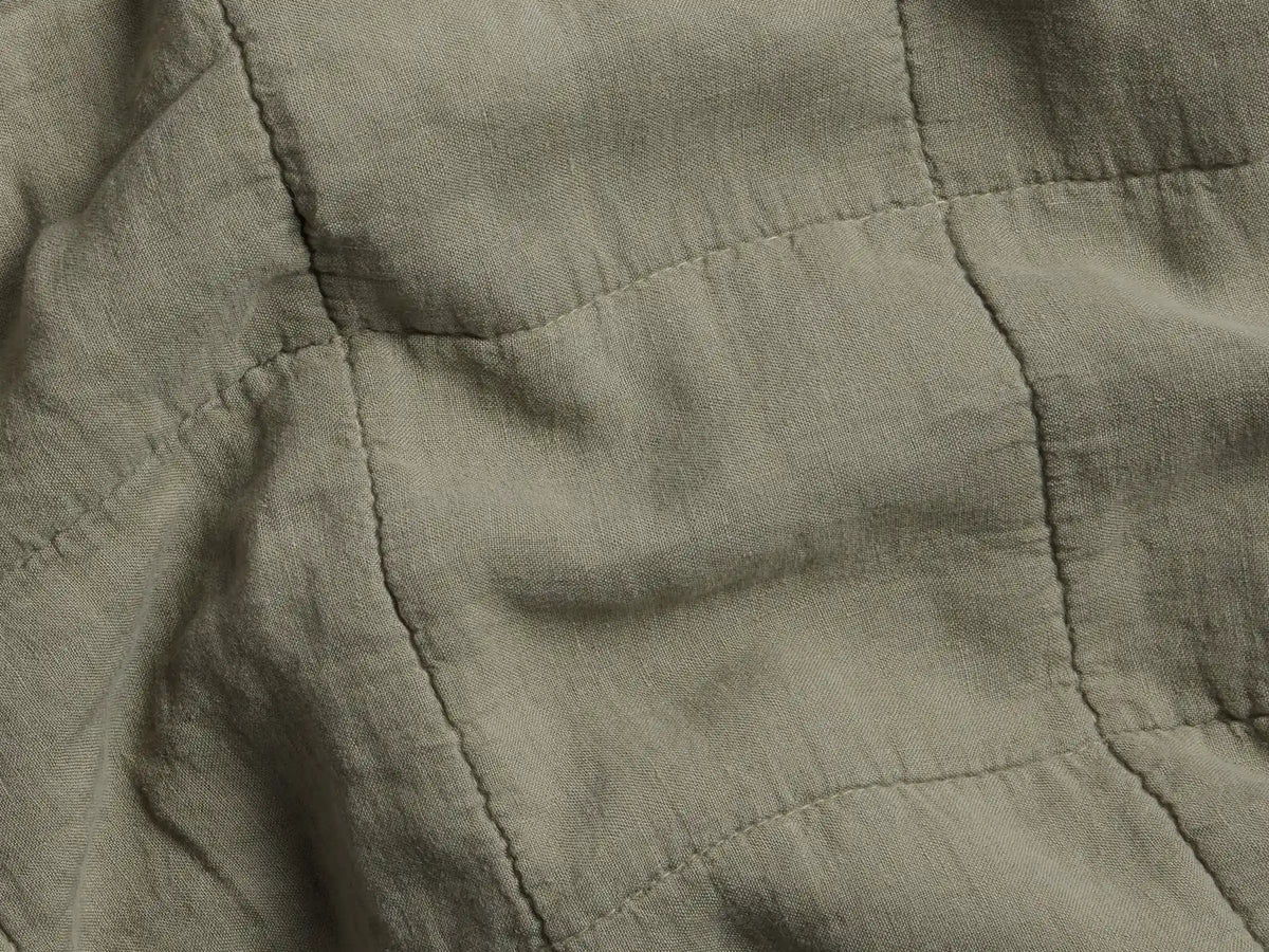 Linen Box Quilted Sham Set (Moss)