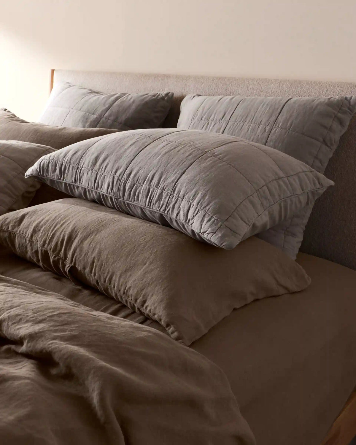 Linen Box Quilted Sham Set (Pebble)