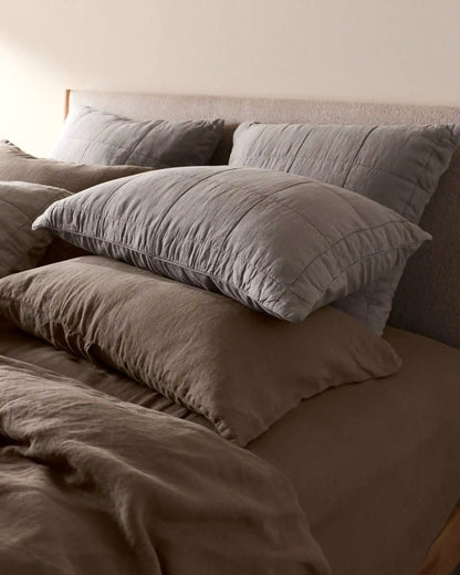 Linen Box Quilted Sham Set (Pebble)
