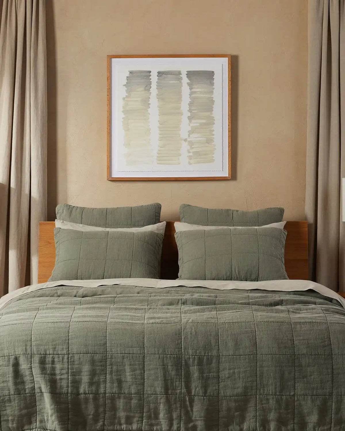 Linen Box Quilted Euro Sham (Moss)