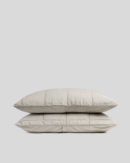 Linen Box Quilted Sham Set (Bone)