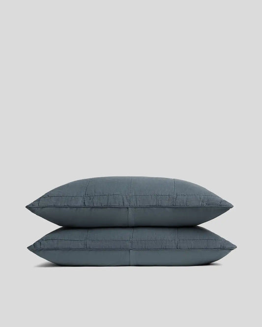 Linen Box Quilted Sham Set (Dusk)
