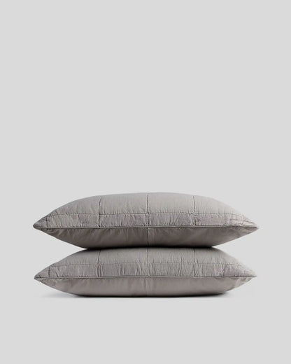 Linen Box Quilted Sham Set (Pebble)