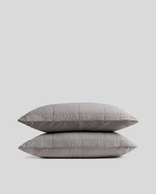 Linen Box Quilted Sham Set (Pebble)