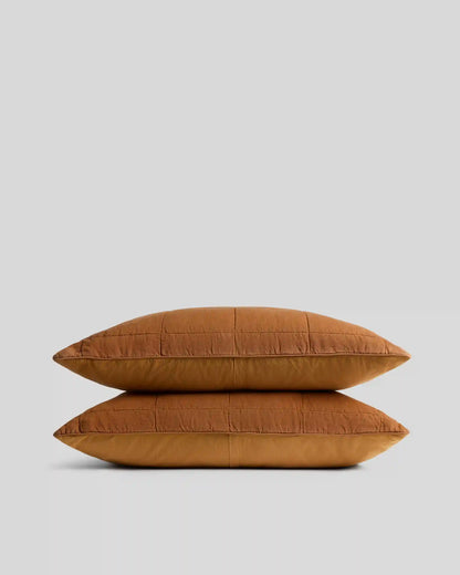 Linen Box Quilted Sham Set (Tobacco)