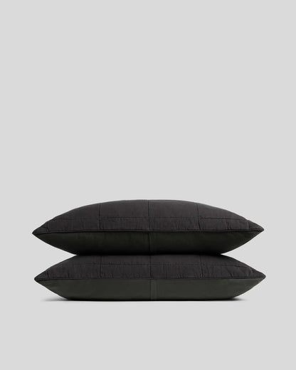 Linen Box Quilted Sham Set (Onyx)