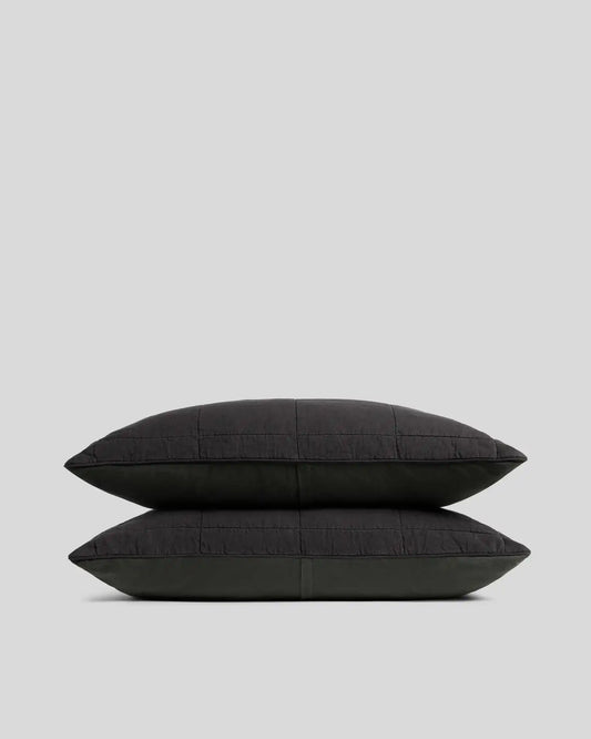 Linen Box Quilted Sham Set (Onyx)
