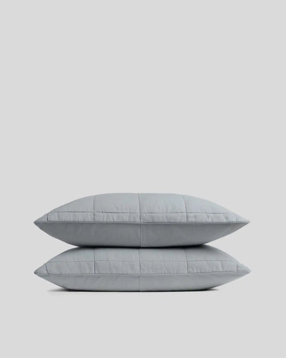 Linen Box Quilted Sham Set (Sky)