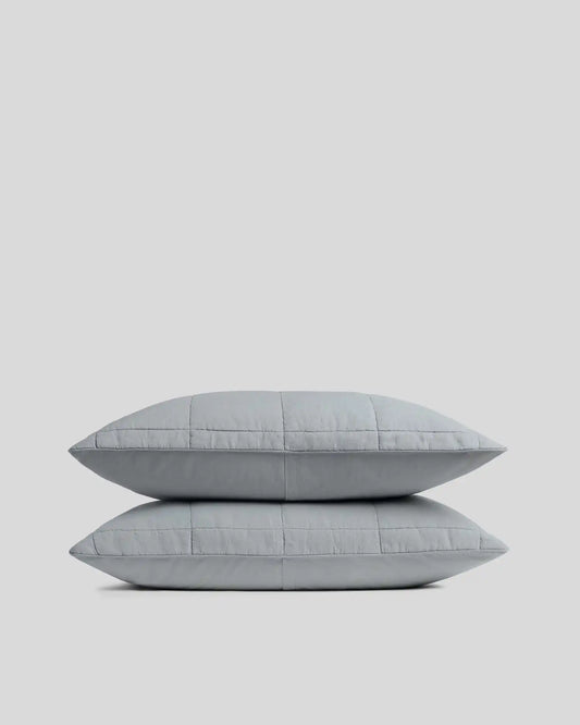 Linen Box Quilted Sham Set (Sky)