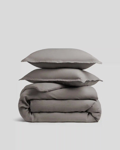 Linen Duvet Cover Set - Pebble F/Q