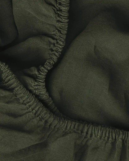 Linen Fitted Sheet (Evergreen)