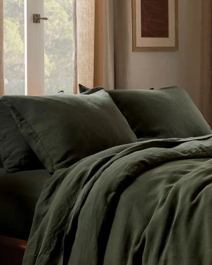 Linen Top Sheet - Evergreen