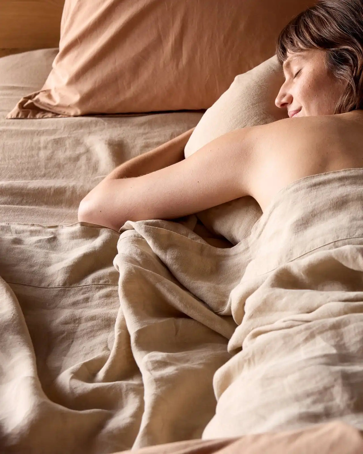 Linen Fitted Sheet (Toast)