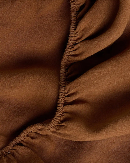 Linen Fitted Sheet (Tobacco)