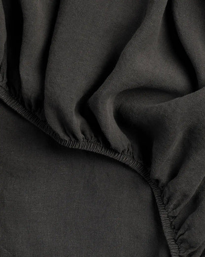 Linen Fitted Sheet (Onyx)