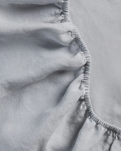 Linen Fitted Sheet (Sky)