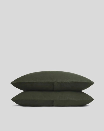 Linen Pillowcase Set (Evergreen)