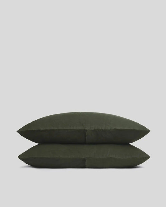 Linen Pillowcase Set (Evergreen)