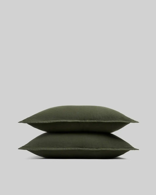 Linen Sham Set (Evergreen)