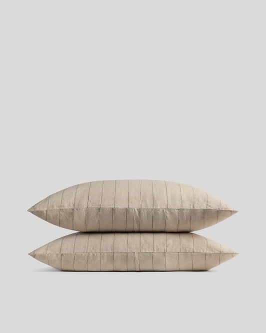 Linen Pillowcase Set (Bone Stripe)