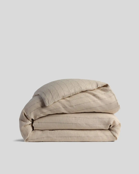 Linen Duvet Cover (Bone Stripe)