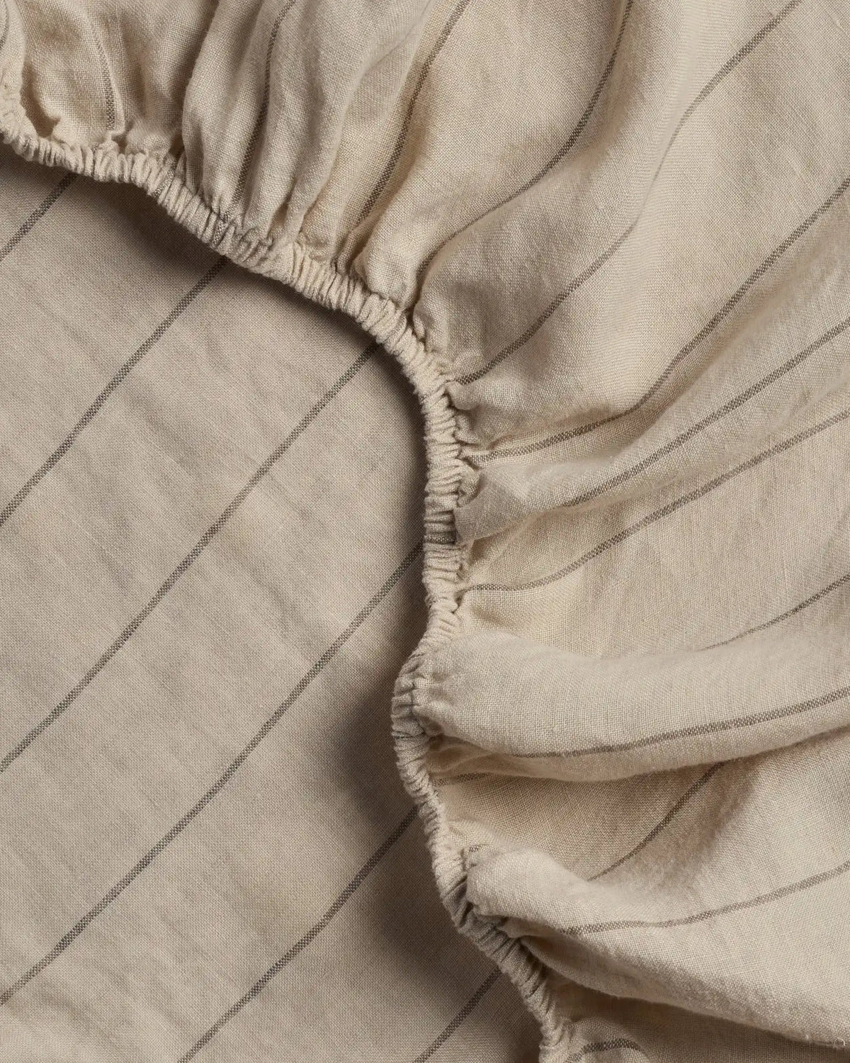 Linen Fitted Sheet (Bone Stripe)