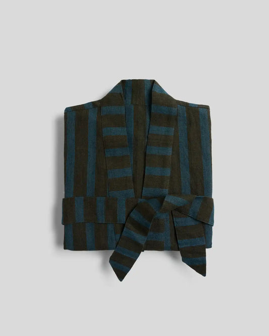 Linen Stripe Robe - FINAL SALE (Evergreen and Peacock)